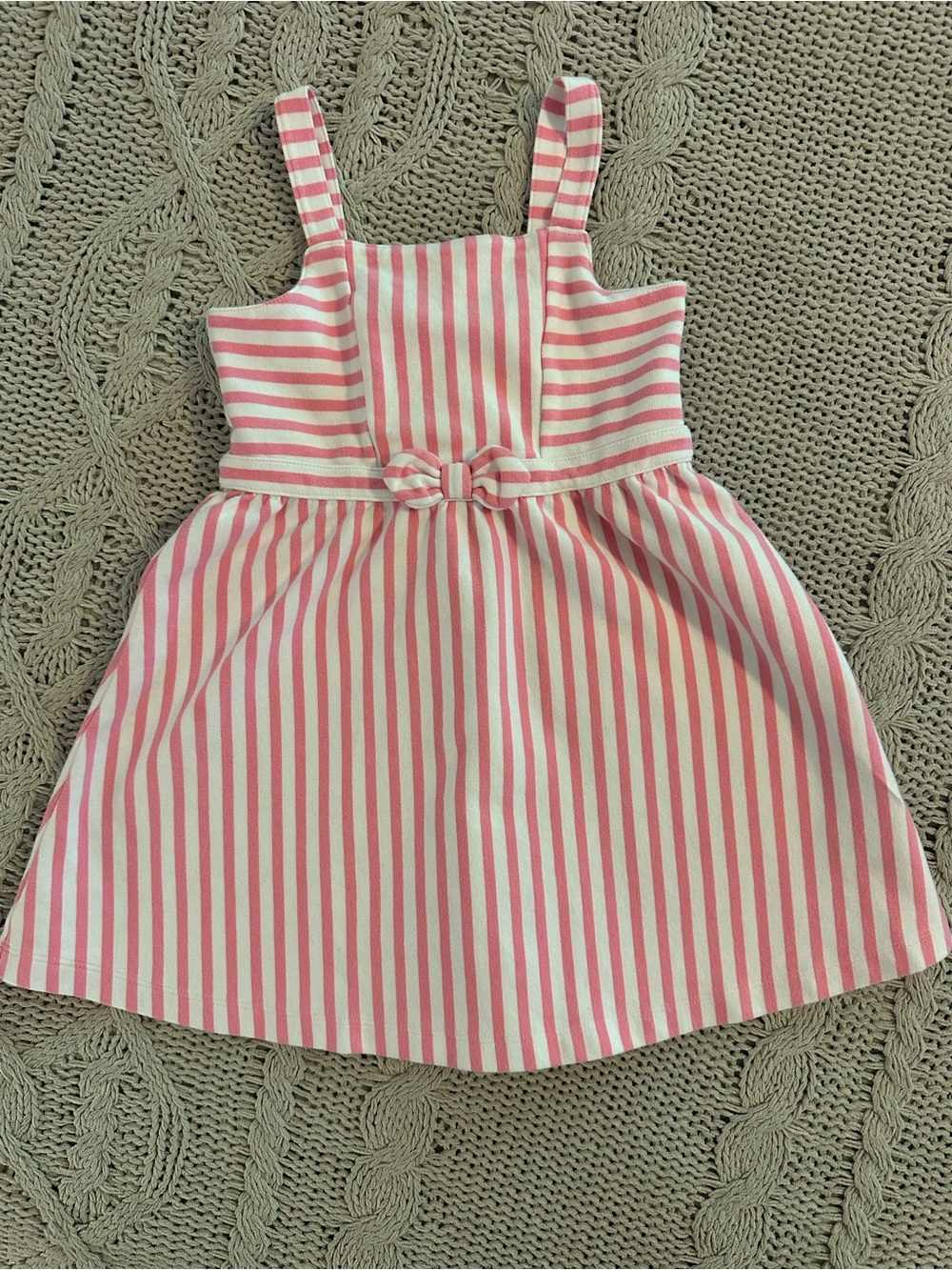 Janie and Jack Pink and White Striped Bow Dress